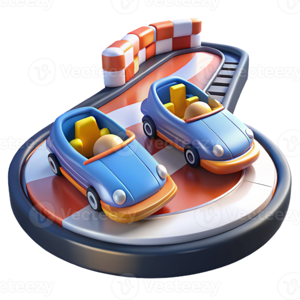 dramatic creative Cartoonish 3D Render of Go Karts premium png