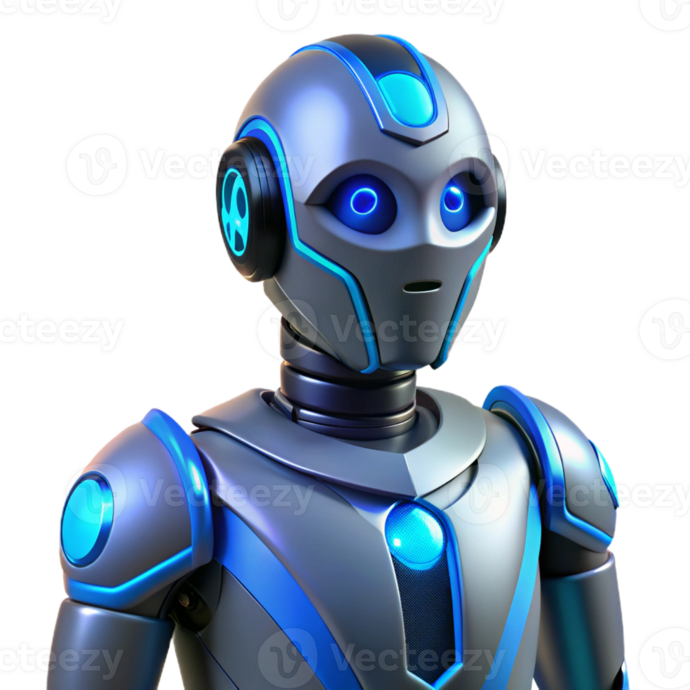serene vintage Futuristic Robot 3D Render exclusive png