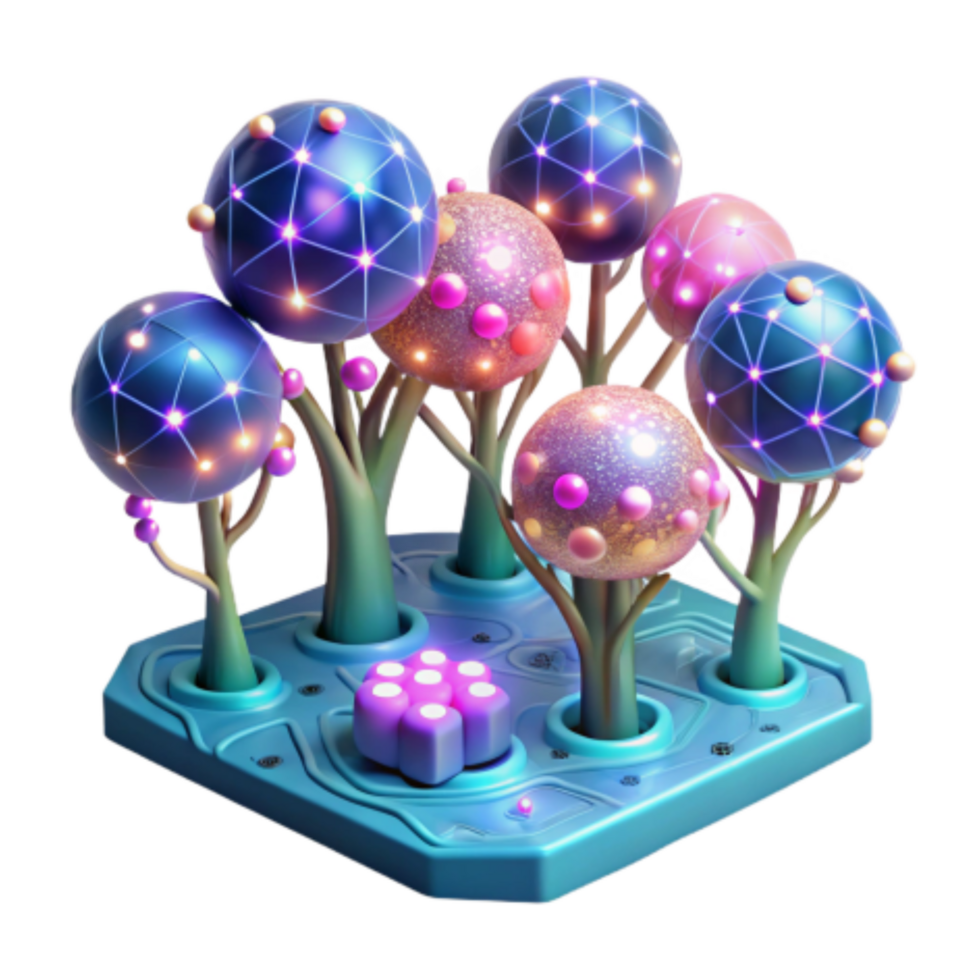 vibrant modern Illuminated Network A Digital Forest of Interconnected Nodes professional png