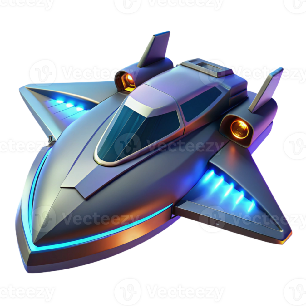 magnificent artistic Futuristic Spaceship 3D Render authentic png