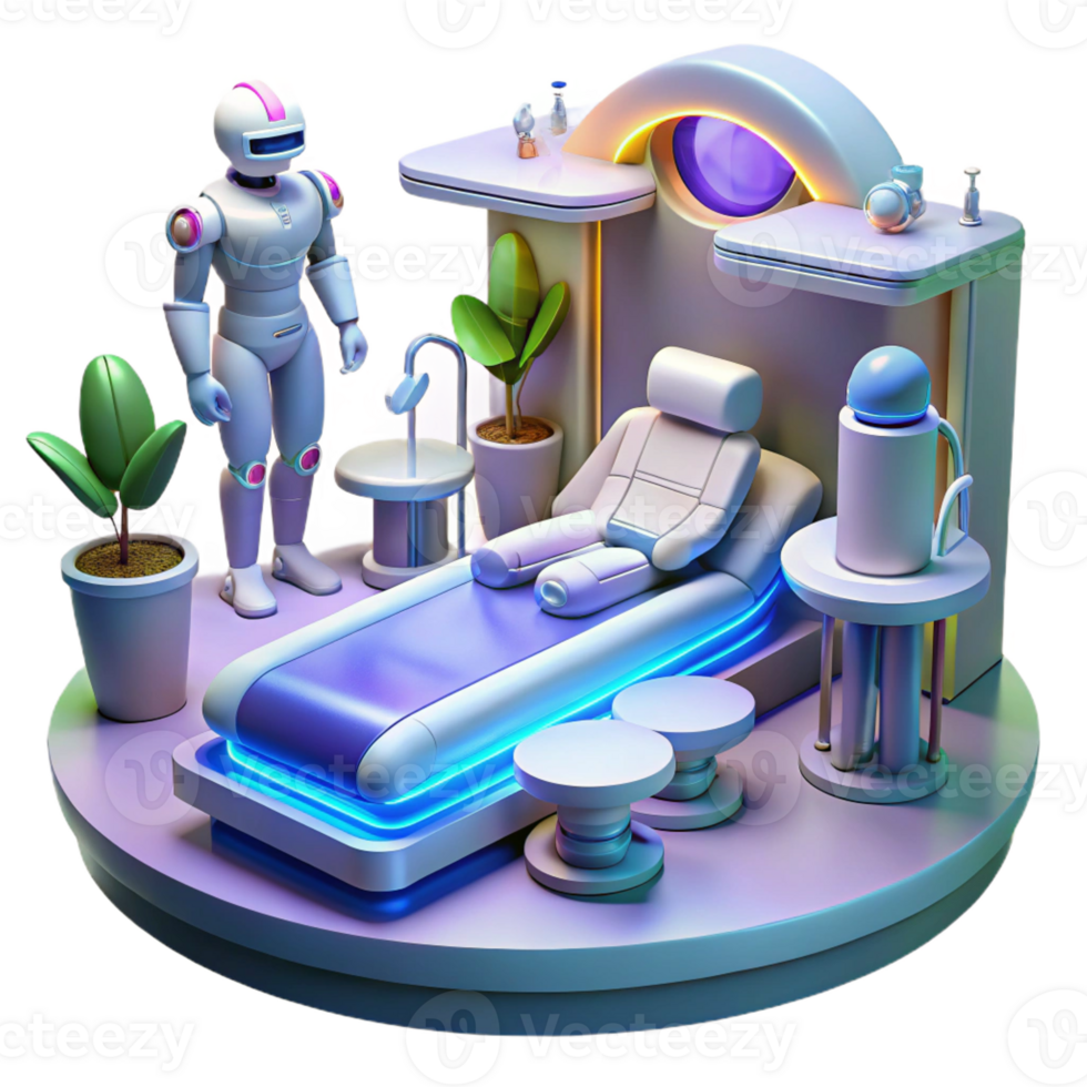 magnificent modern Futuristic 3D Robot Spa Illustration original png
