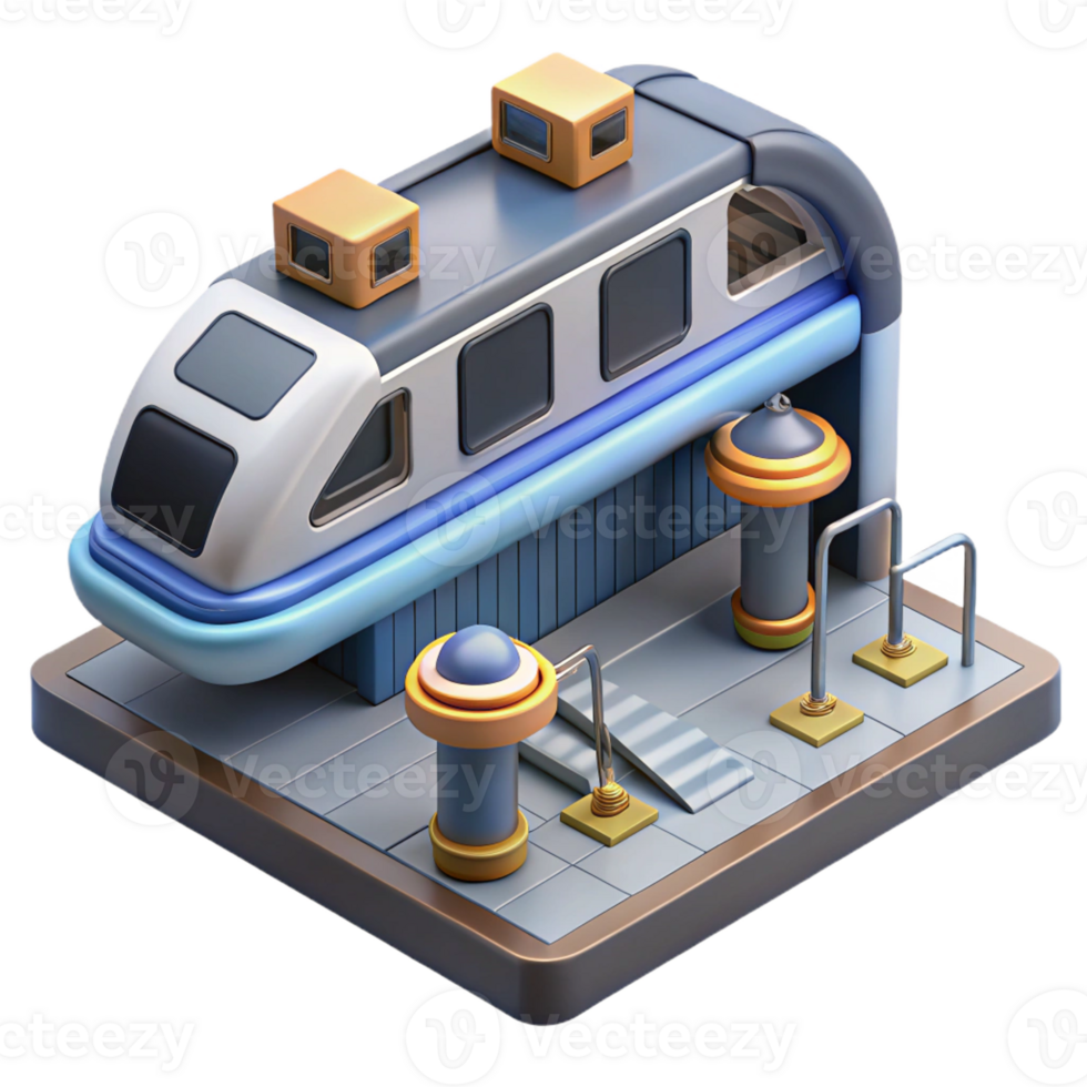 wonderful abstract Isometric 3D Train Station Illustration detailed png