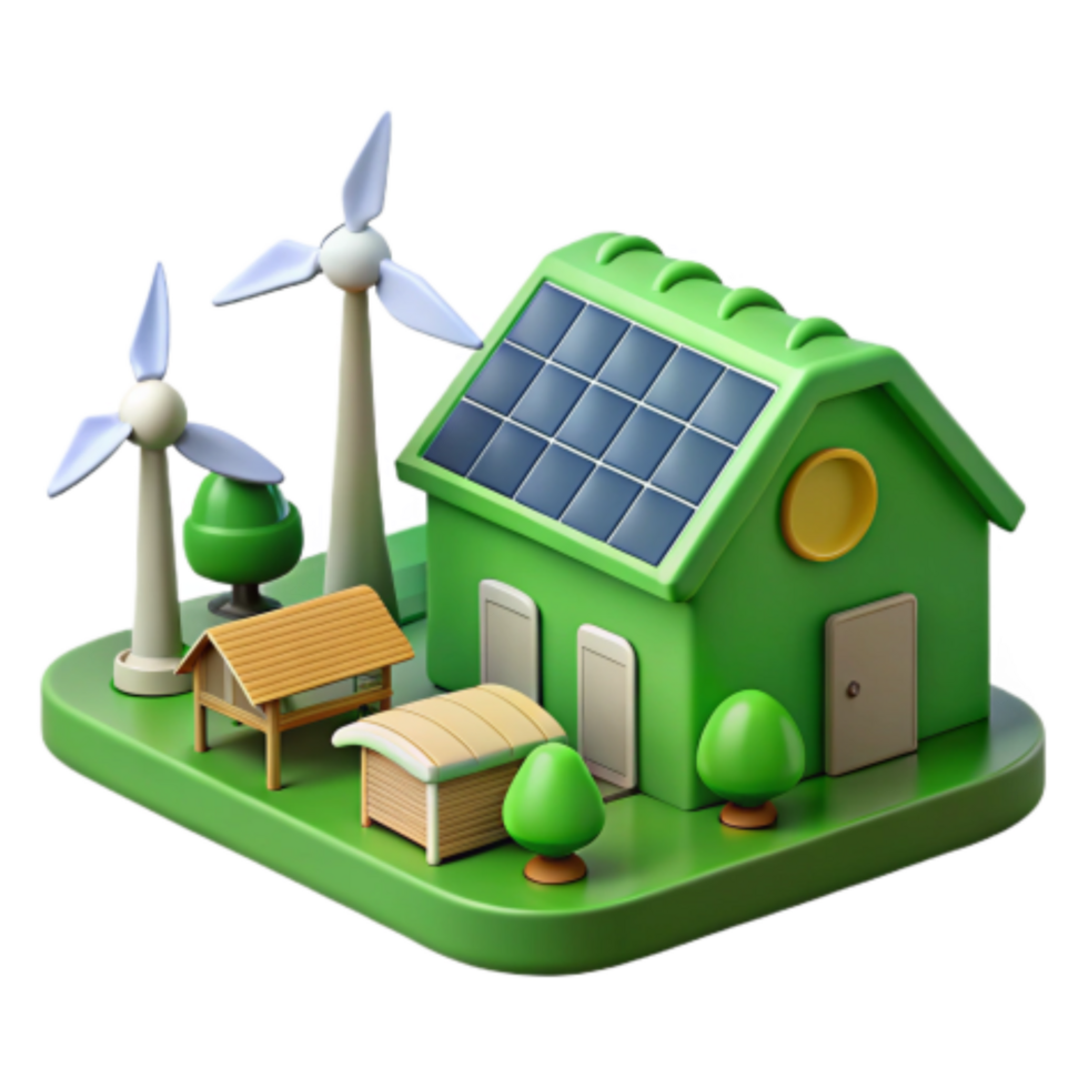 beautiful abstract Sustainable Home Solar, Wind, and Green Living 4K png