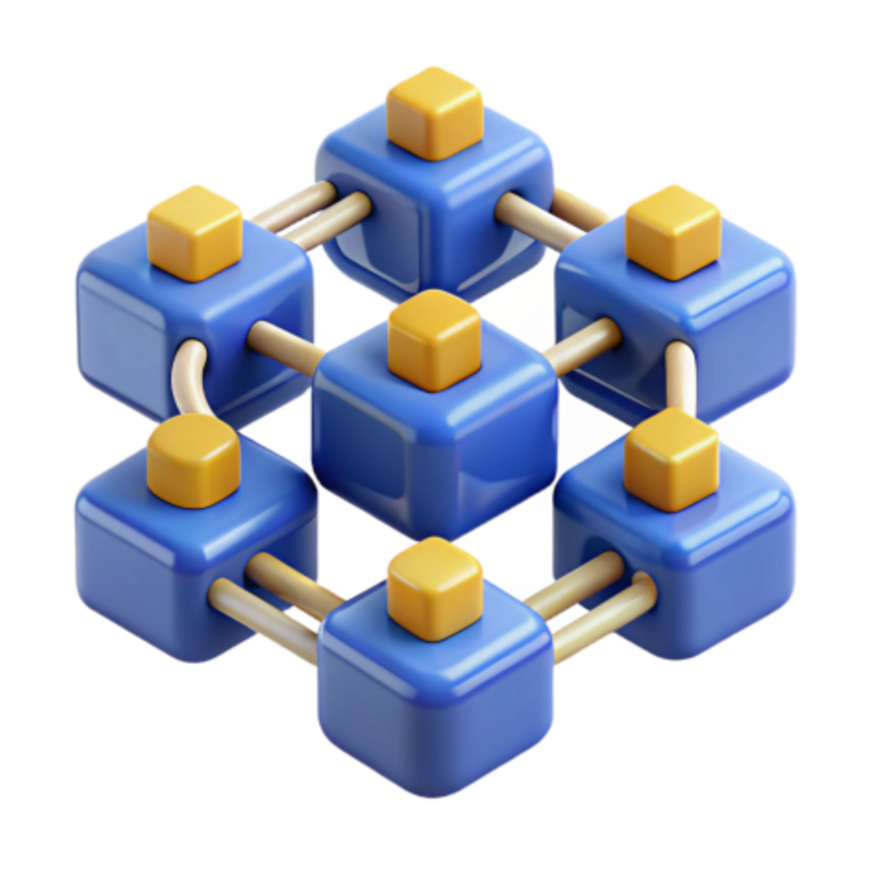 elegant abstract Interconnected Cubes A Network Visualization high resolution png