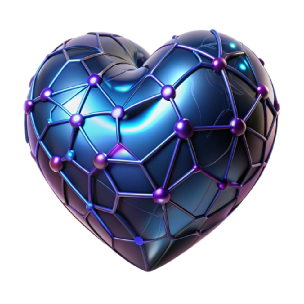 extraordinary creative Networked Heart Abstract 3D Render of Interconnected Nodes authentic png