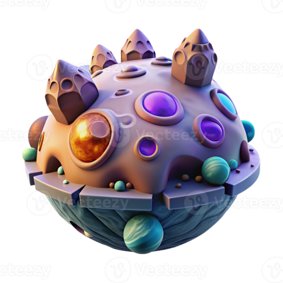 extraordinary creative Fantasy Planet 3D Render genuine png