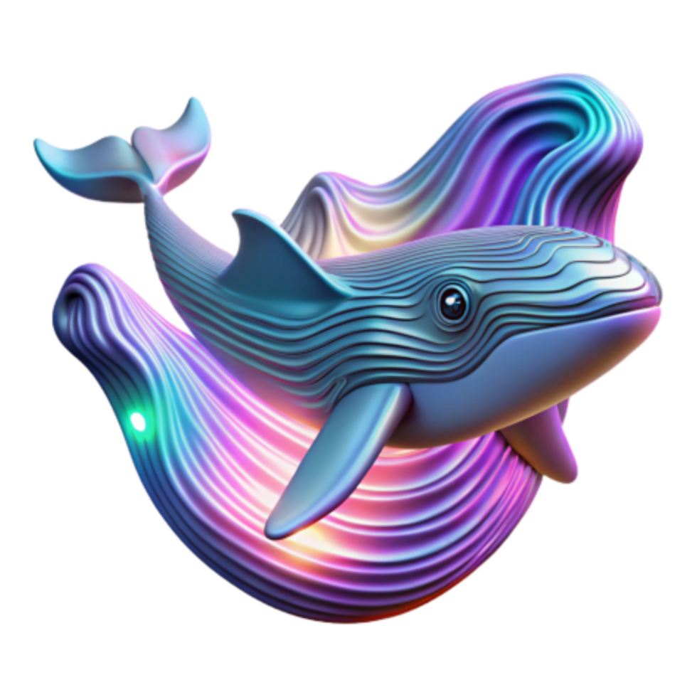 beautiful creative Whale in Abstract Wave 3D Render premium png