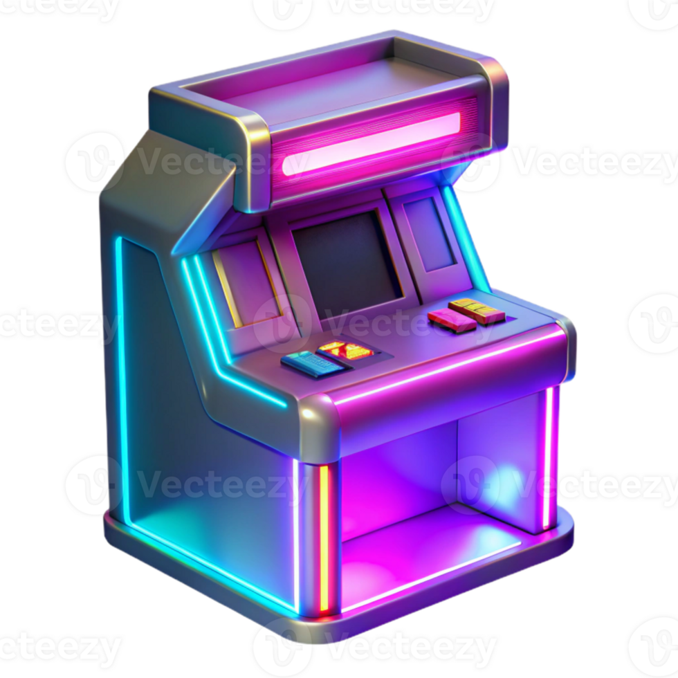 impressive modern Retro Arcade Game Machine 3D Render high quality png