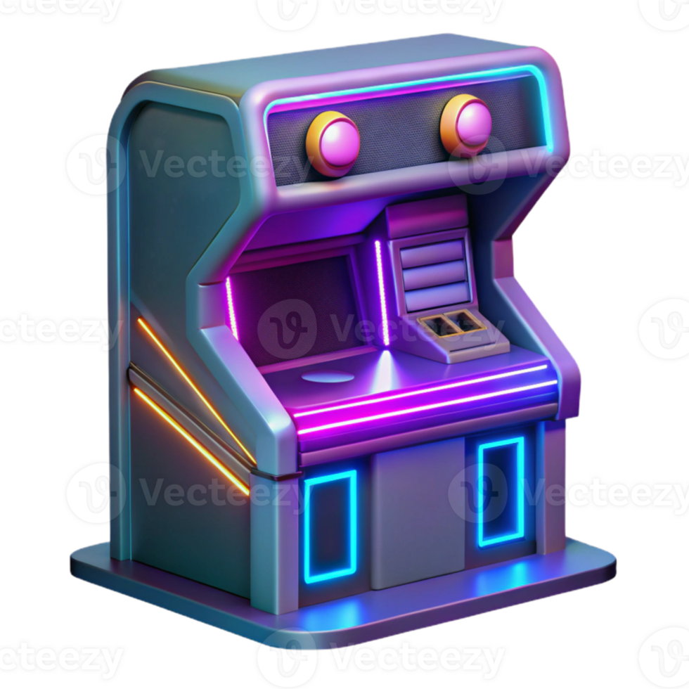 stunning abstract Retro Arcade Game Machine 3D Render exclusive png