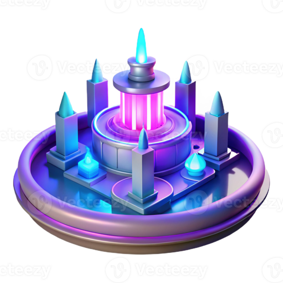 serene artistic Fantasy Fountain 3D Render genuine png