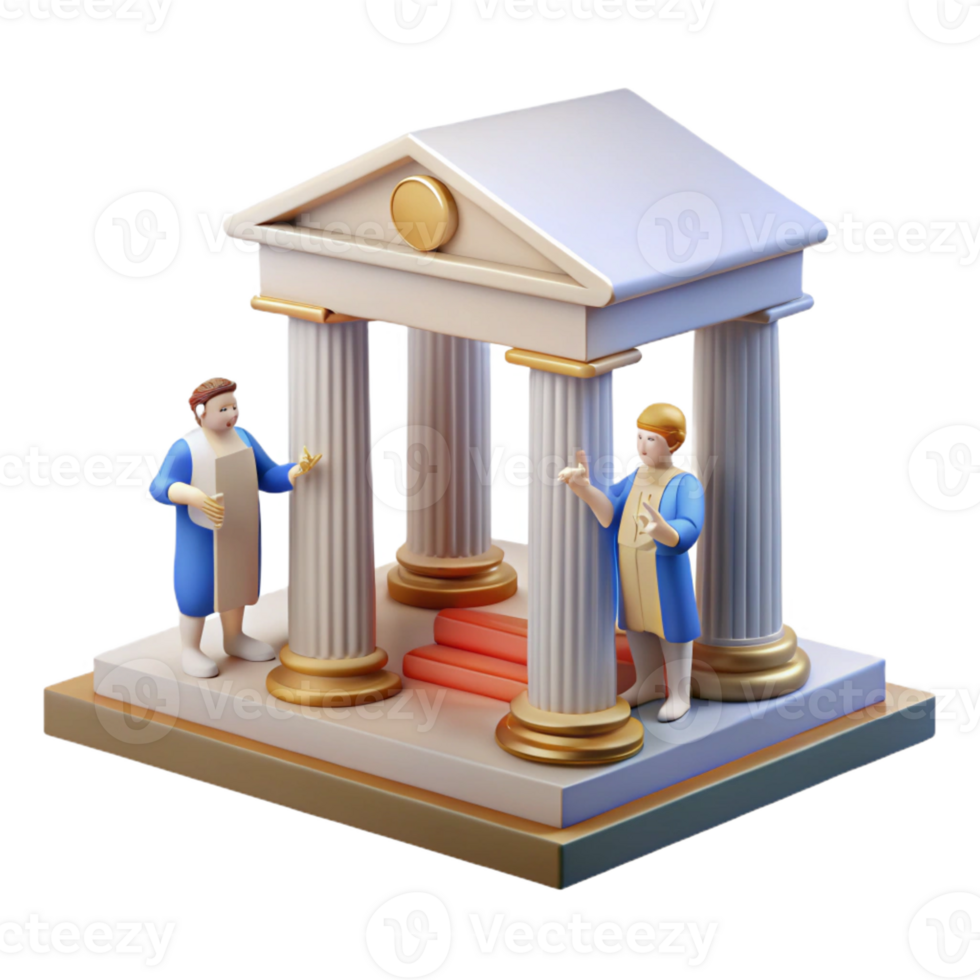 serene creative 3D Illustration Temple Architecture Design original png