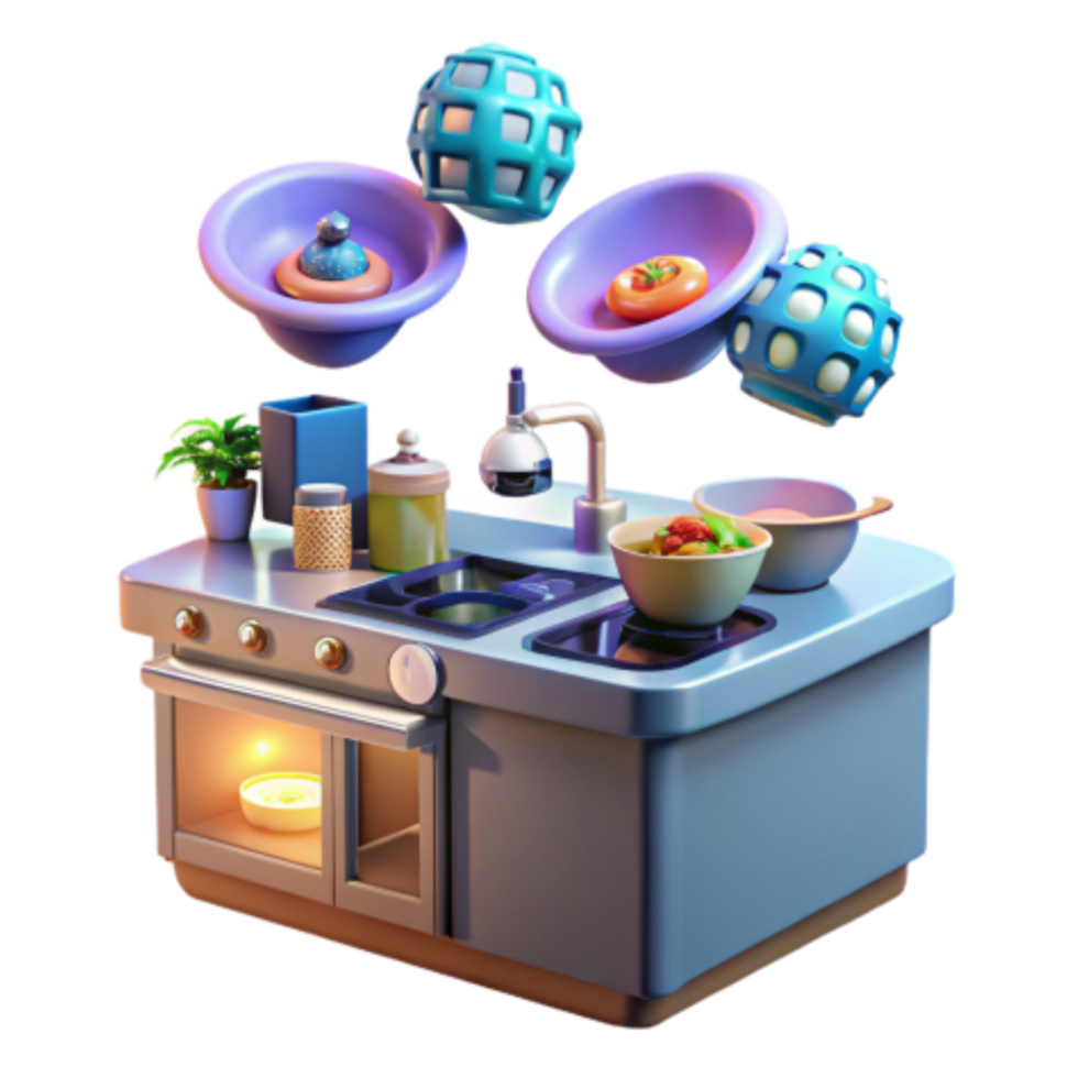 stunning modern Kitchen Scene 3D Render of Modern Cooking Space authentic png