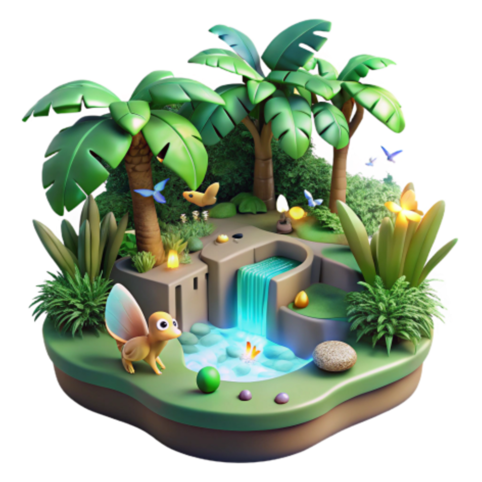 magnificent minimalist Enchanted Island Oasis 3D Tropical Paradise high resolution png