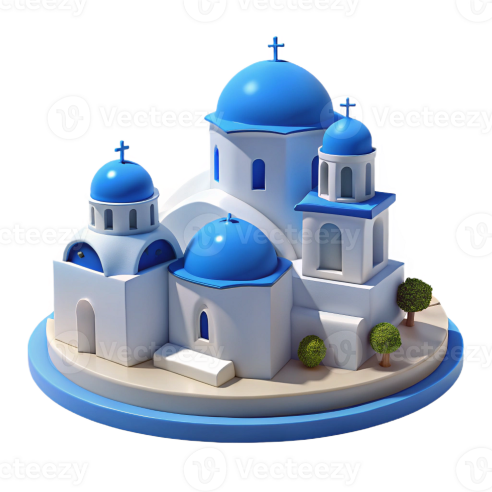 beautiful rustic 3D Model Greek Church Illustration genuine png