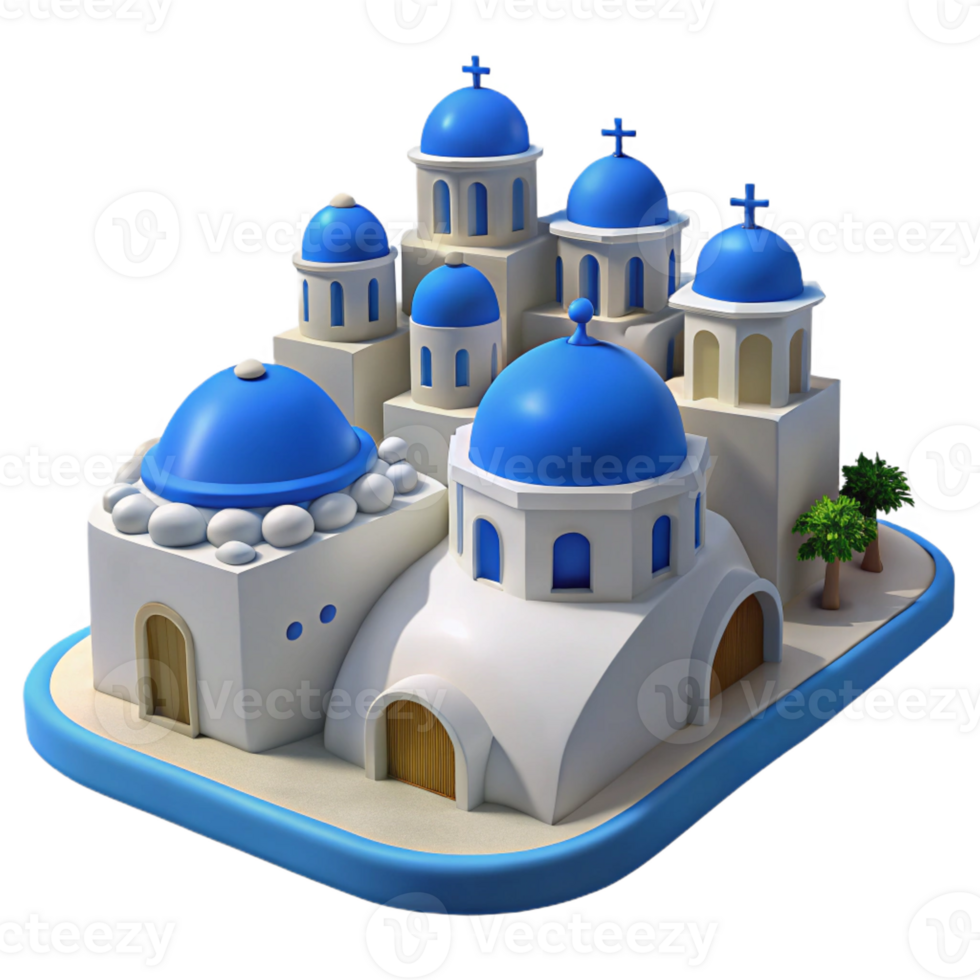 impressive minimalist 3D Model Greek Island Church genuine png