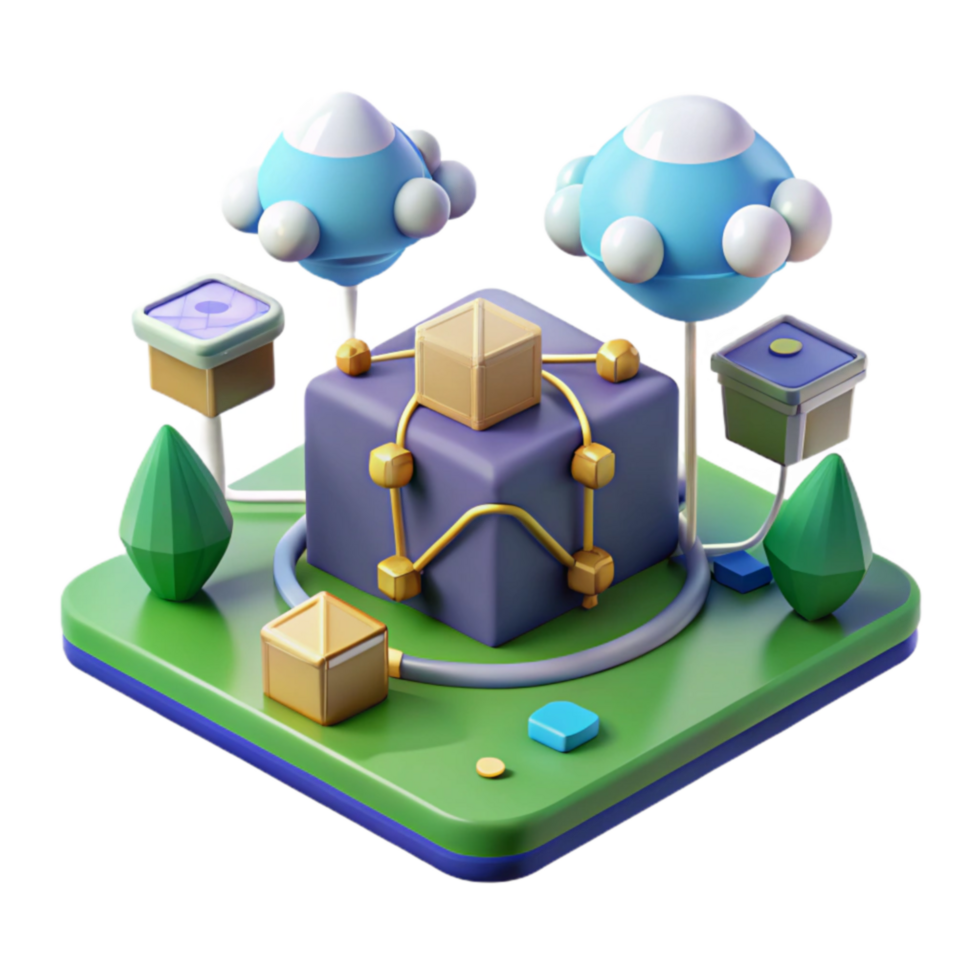dramatic rustic Networked Cube Data Flow Visualization genuine png