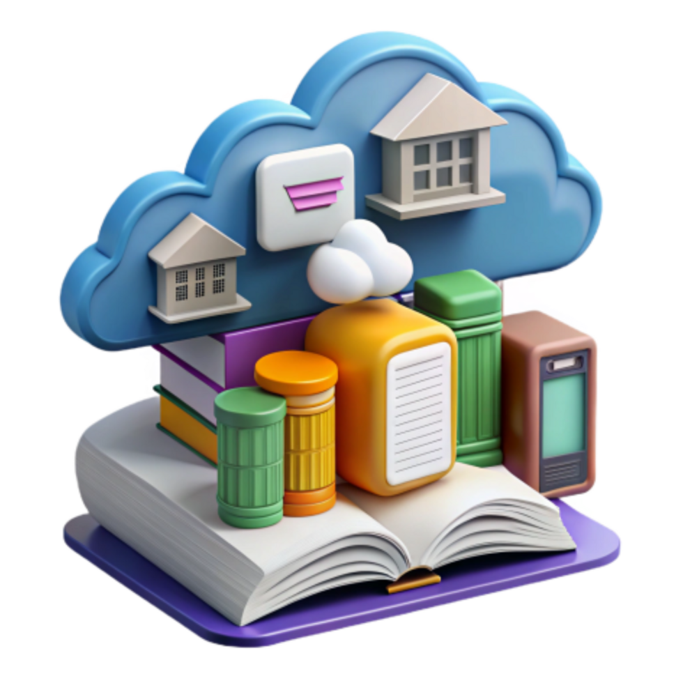 vibrant creative Cloud Storage Accessing Digital Books Documents from Anywhere high quality png