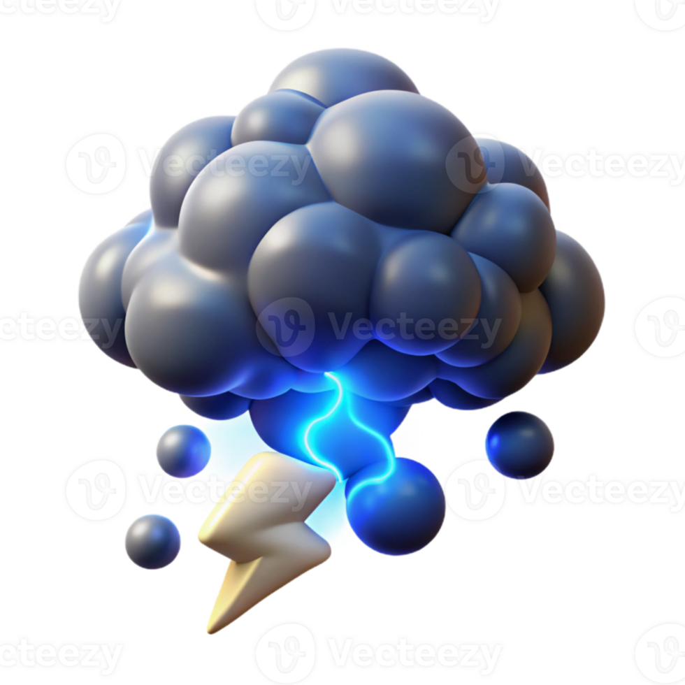 elegant modern 3D Storm Cloud Illustration exclusive png