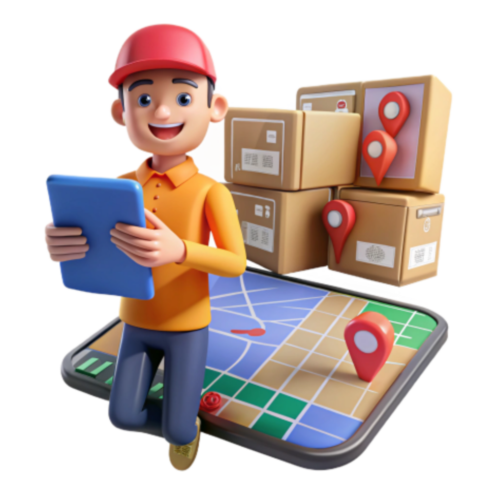 vibrant abstract Delivery Driver Using Mobile App for Route Optimization exclusive png