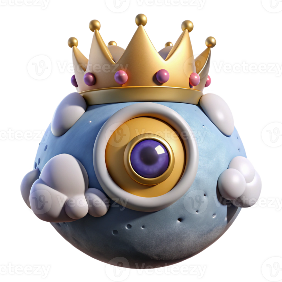 serene rustic 3D Render of a Cute Cartoon King Cyclops exclusive png