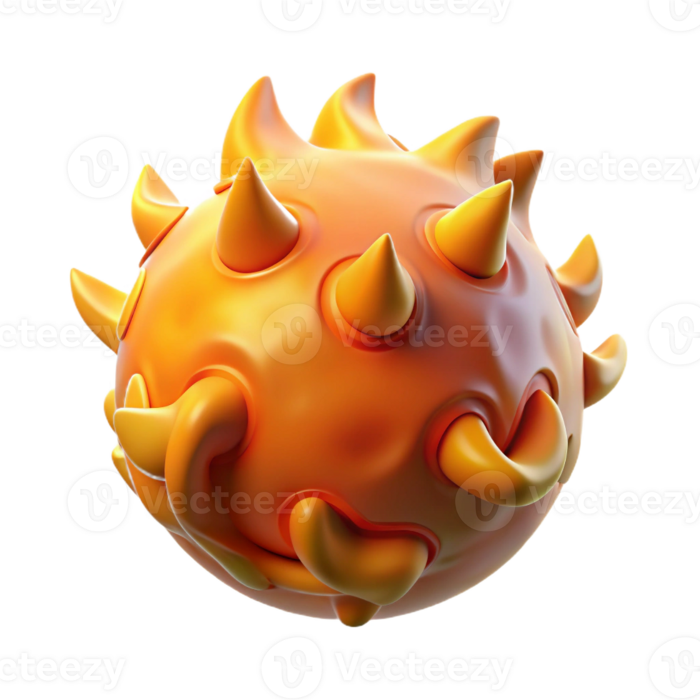 dramatic modern Orange Spiky 3D Sphere Illustration original png