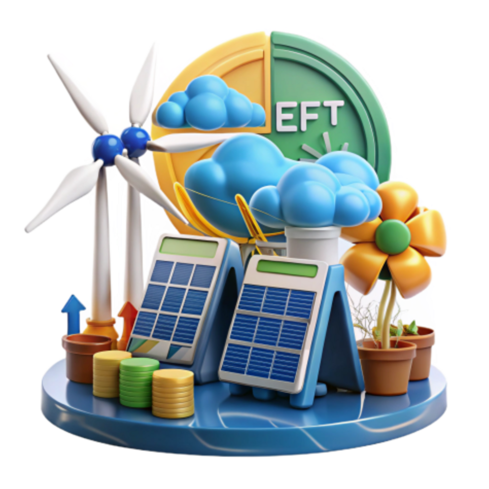 serene rustic Investing in Renewable Energy EFT Growth Sustainability 4K png