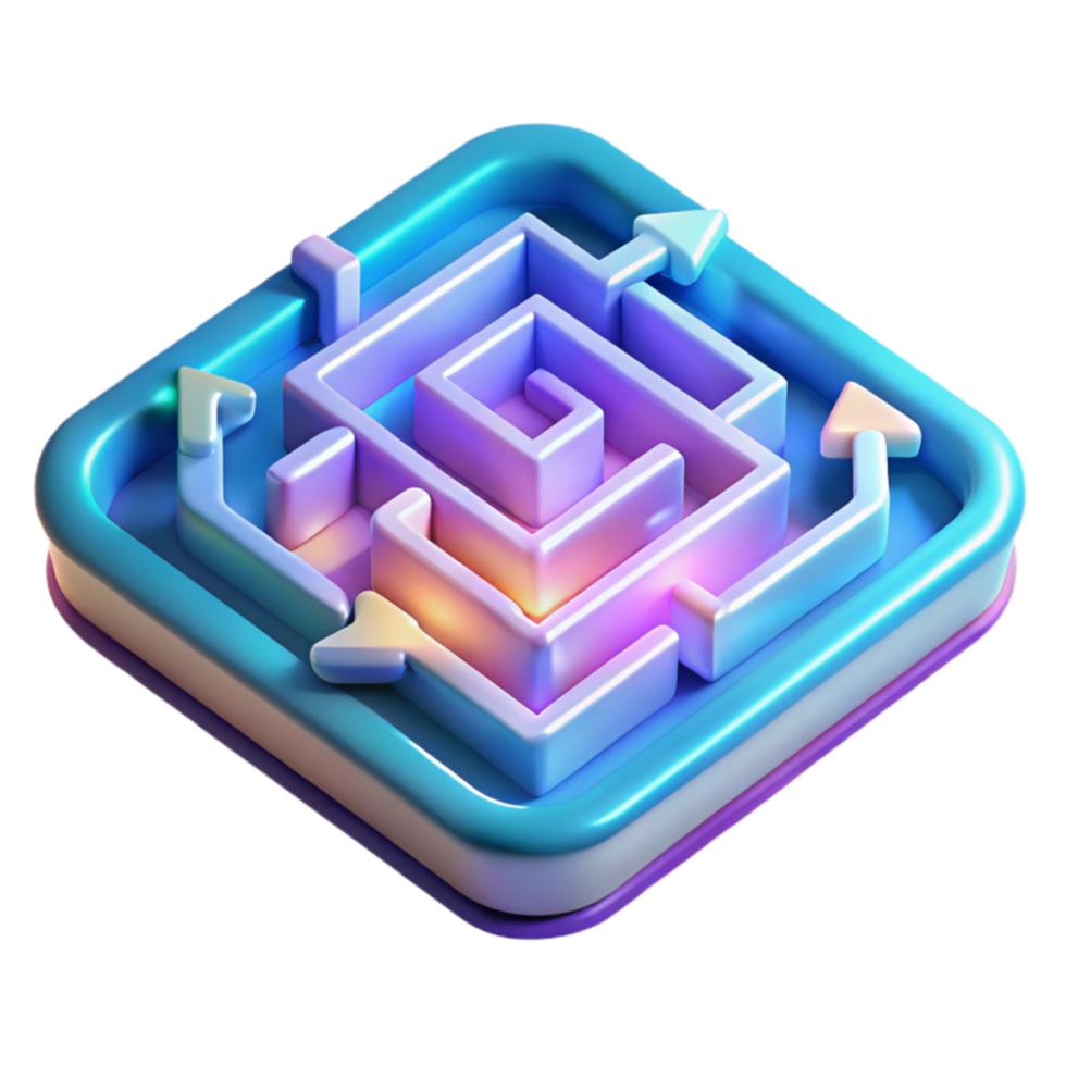 vibrant contemporary Navigating the Complexities A 3D Maze Challenge professional png