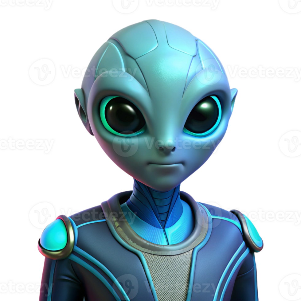 elegant minimalist 3D Render of an Alien authentic png