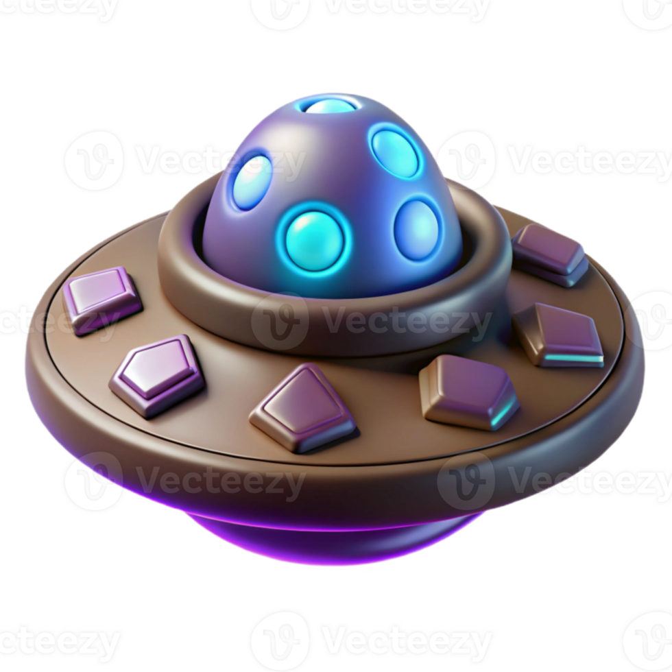 impressive modern 3D Render Cartoon UFO Spaceship high resolution png