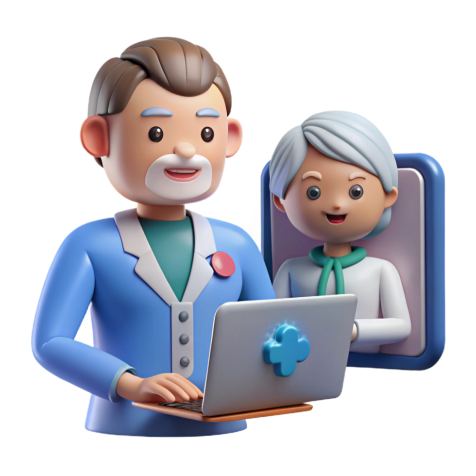 dramatic traditional Remote Healthcare Virtual Doctor Consultation via Laptop professional png