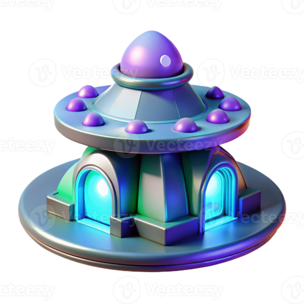 dramatic rustic 3D Render of Futuristic UFO Spaceship premium png