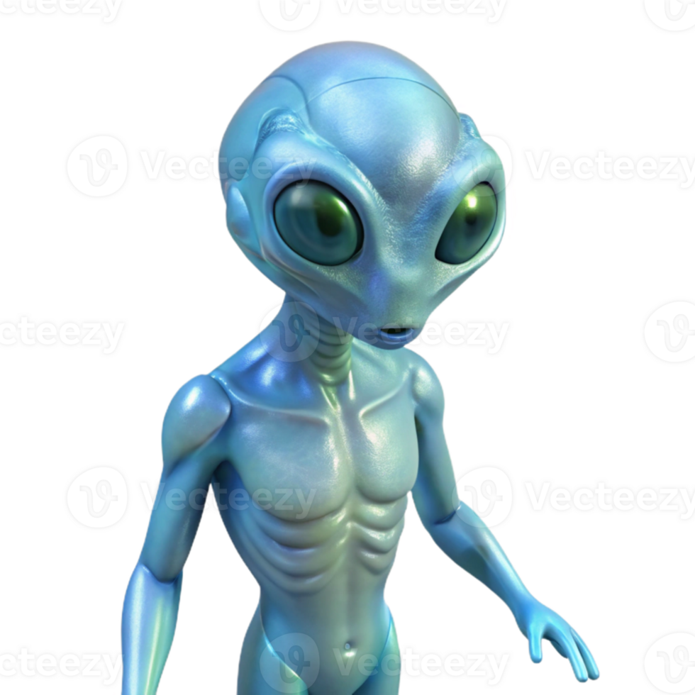 stunning contemporary 3D Render of a Friendly Alien detailed png