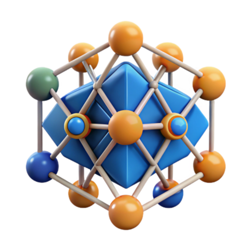 wonderful creative Network Structure 3D Model of Interconnected Nodes genuine png