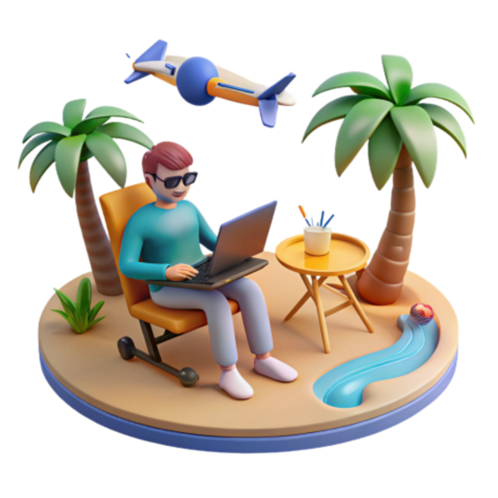 magnificent rustic Remote Work Paradise Laptop, Beach, Relaxation genuine png