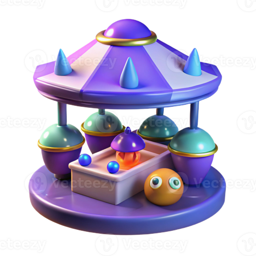 serene creative Whimsical 3D Render of a Carousel 4K png