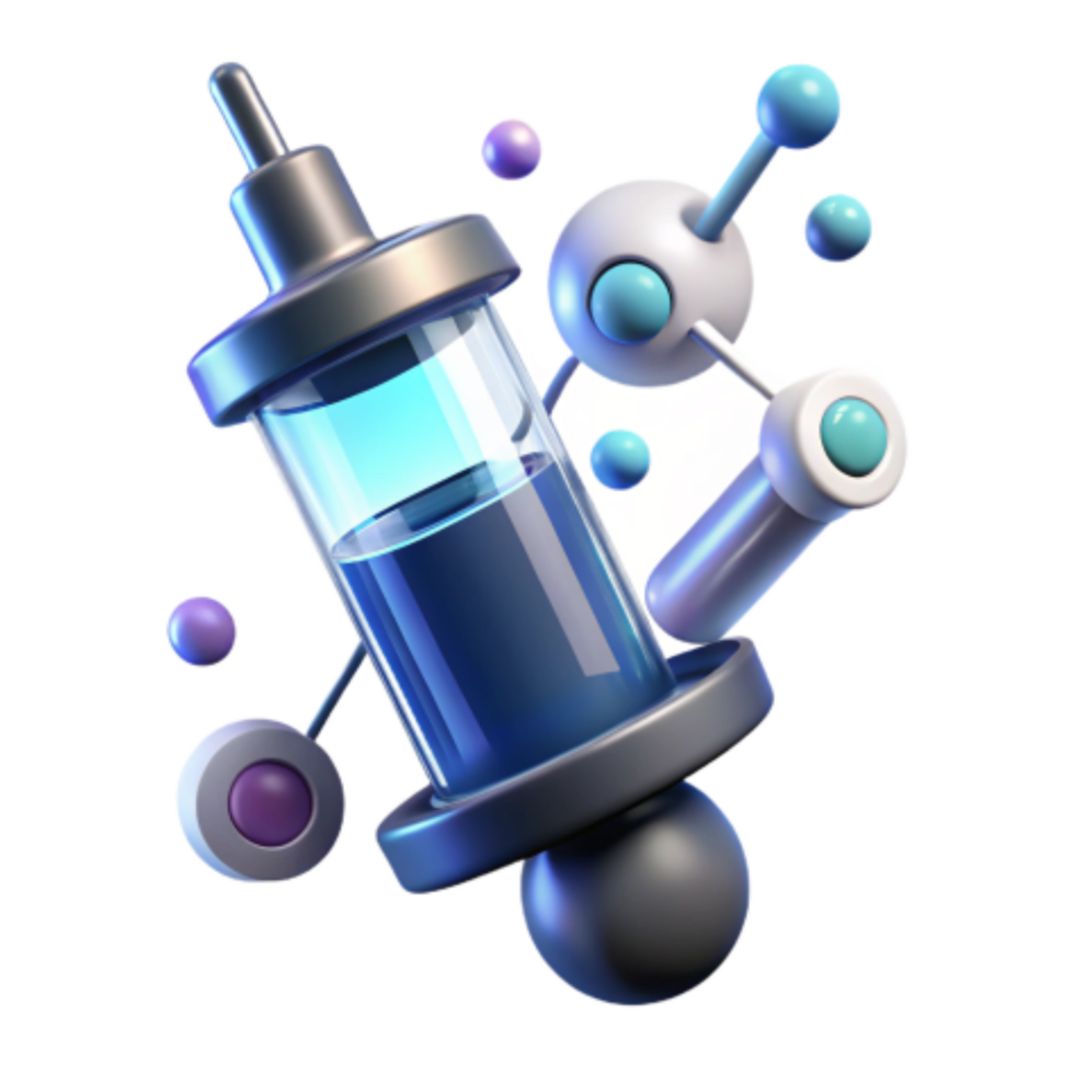 wonderful rustic Syringe, Molecules, Medical Injection, Healthcare, Science, Technology, 3D Render, Innovation, Cure genuine png