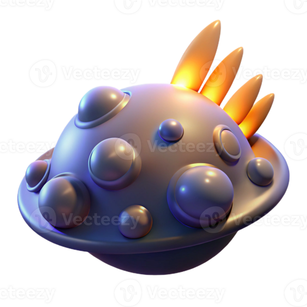 elegant creative 3D Render of Cartoon Spaceship authentic png