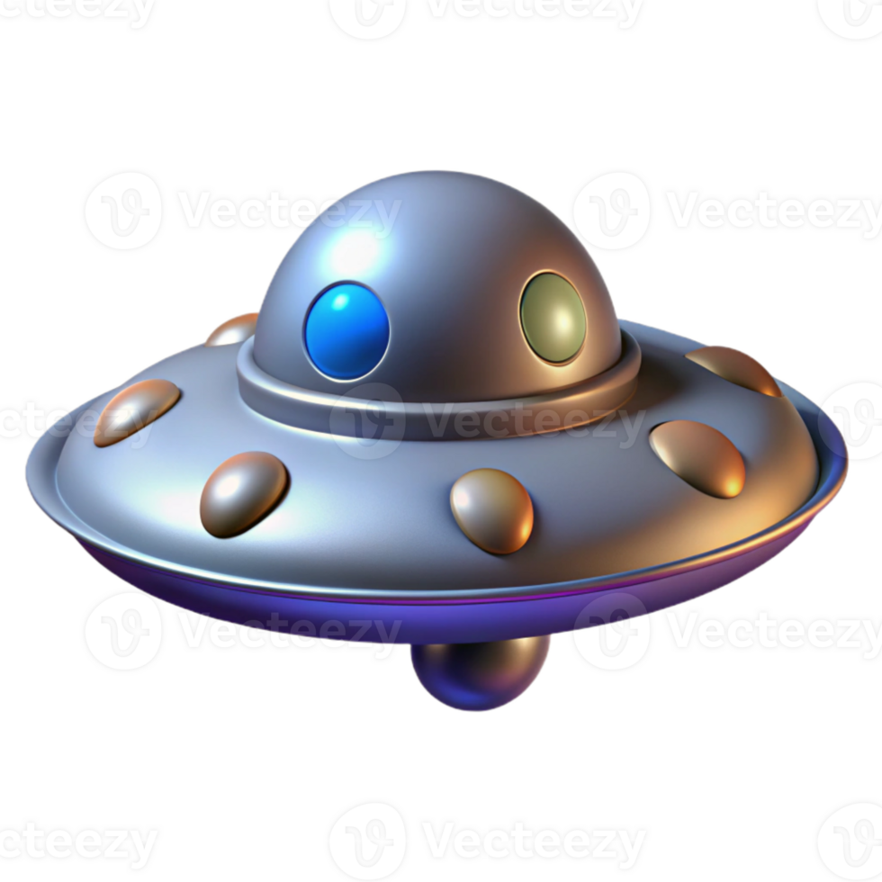 impressive rustic 3D Render Cartoon UFO Spaceship high resolution png
