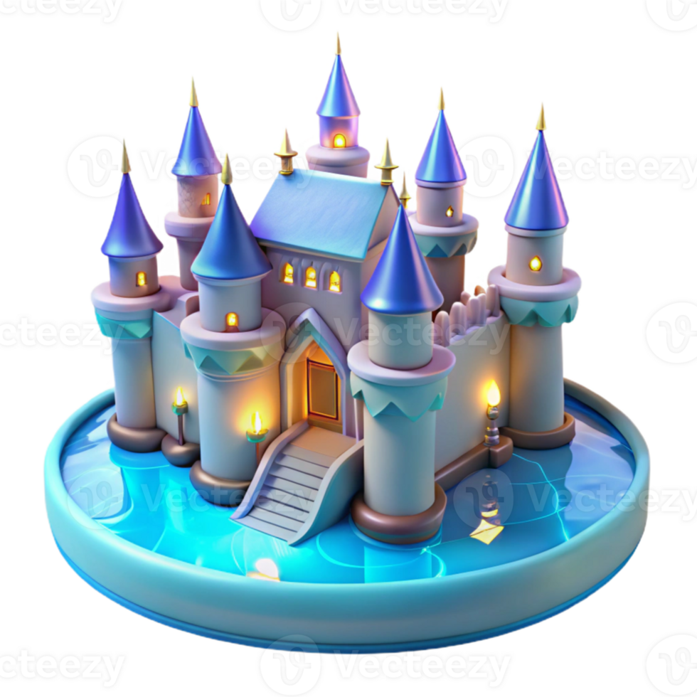 dramatic traditional Enchanted 3D Castle Illustration high quality png