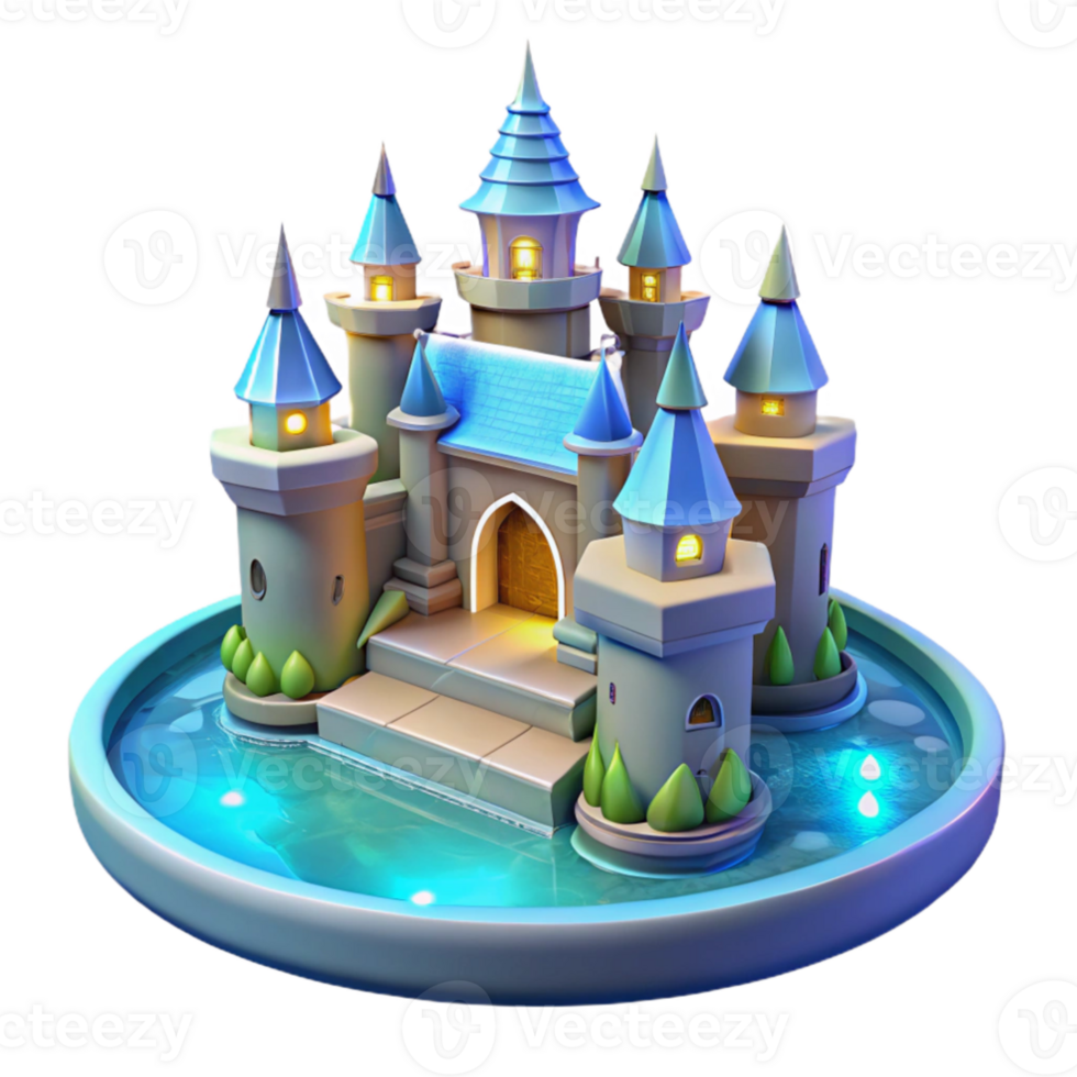elegant creative Enchanted 3D Castle Illustration high quality png