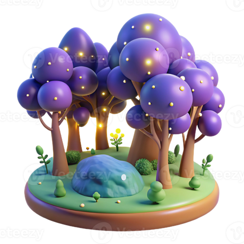 elegant artistic Enchanted 3D Forest Illustration high quality png