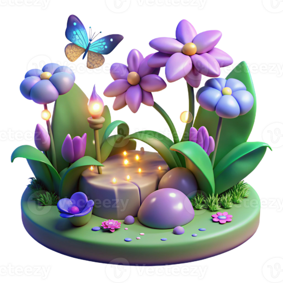 vibrant classic Enchanted 3D Floral Garden Illustration genuine png