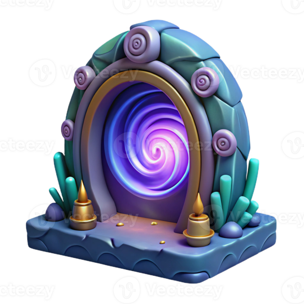 beautiful creative 3D Render Magical Portal, Fantasy Game Asset detailed png