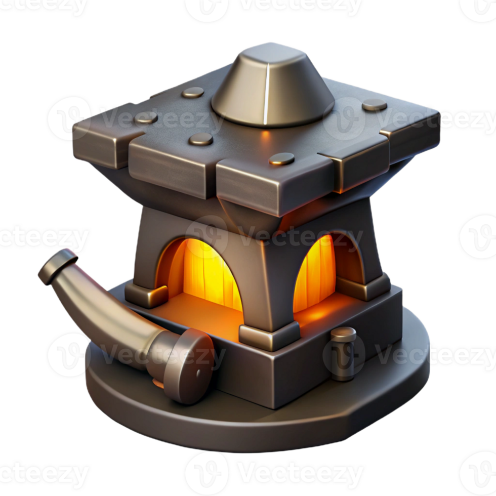 elegant abstract 3D Render Glowing Furnace Illustration high quality png