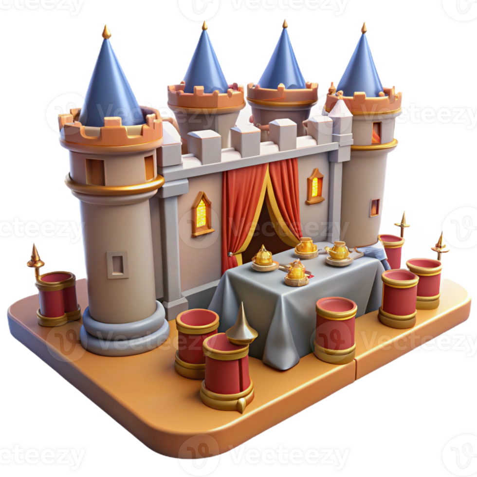 magnificent rustic Fairytale Castle 3D Render genuine png