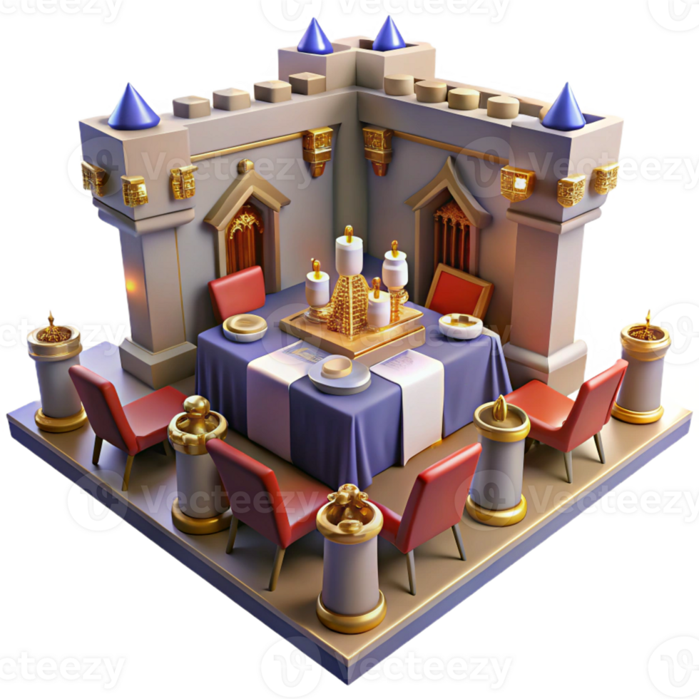 serene abstract 3D Render Castle Dining Room Illustration genuine png
