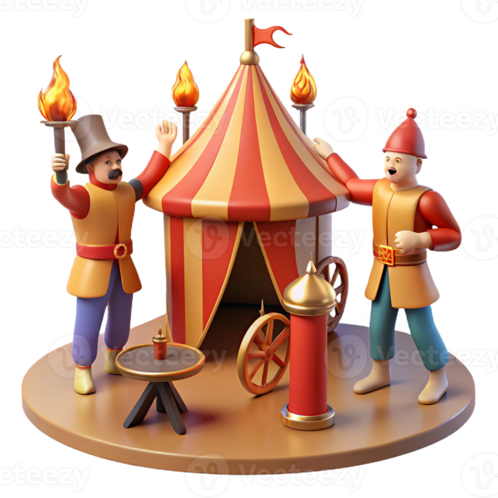 wonderful modern 3D Render Medieval Circus Tent Illustration authentic png