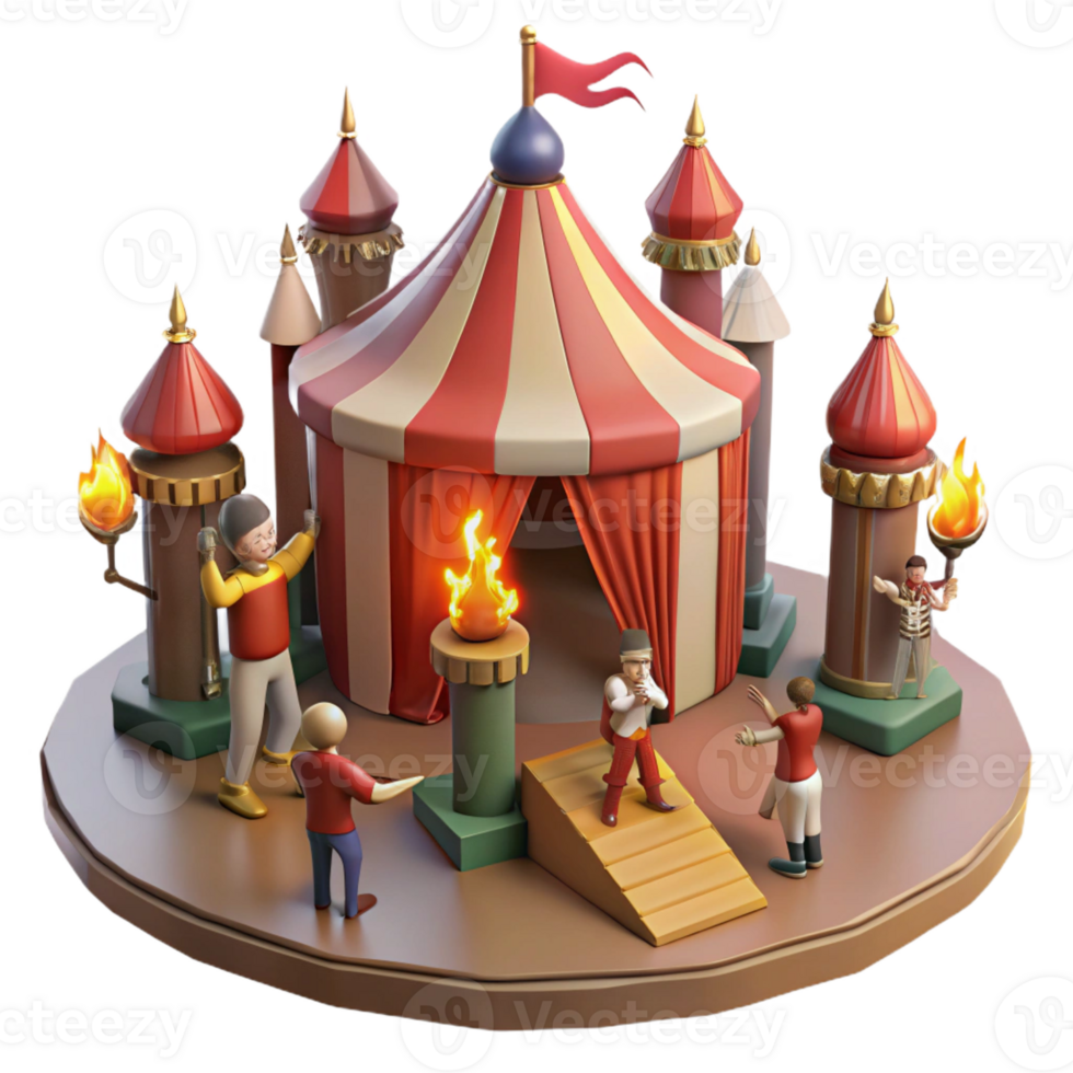 dramatic contemporary 3D Cartoon Circus Tent Illustration exclusive png
