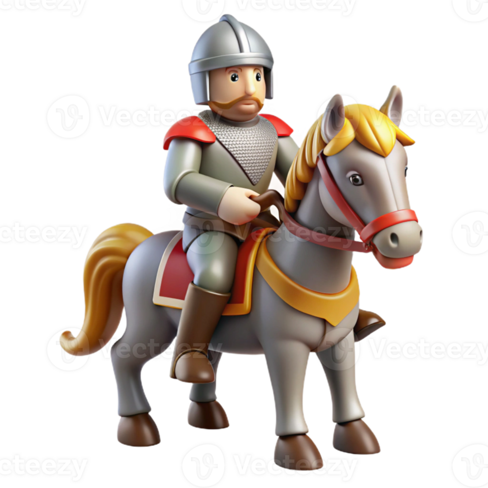beautiful rustic 3D Illustration Medieval Knight on Horseback detailed png