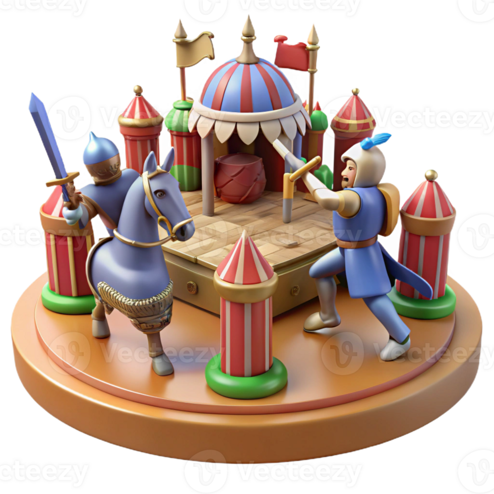 beautiful abstract 3D Illustration Medieval Joust Scene premium png